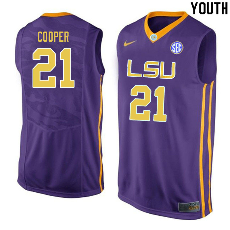 Youth #21 Courtese Cooper LSU Tigers College Basketball Jerseys Sale-Purple - Click Image to Close